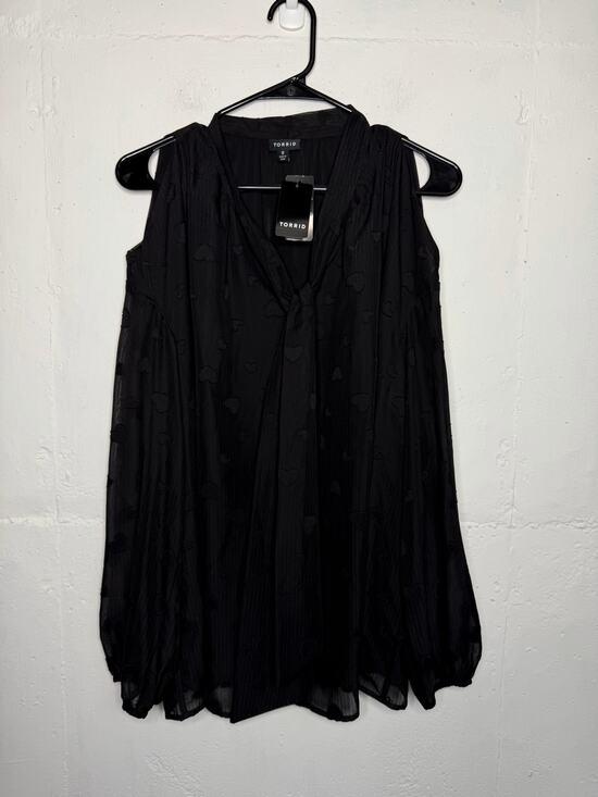 torrid Tops - NEW Torrid Clip Dot Cold Shoulder Tie Front Blouse Black Size 0 L 12